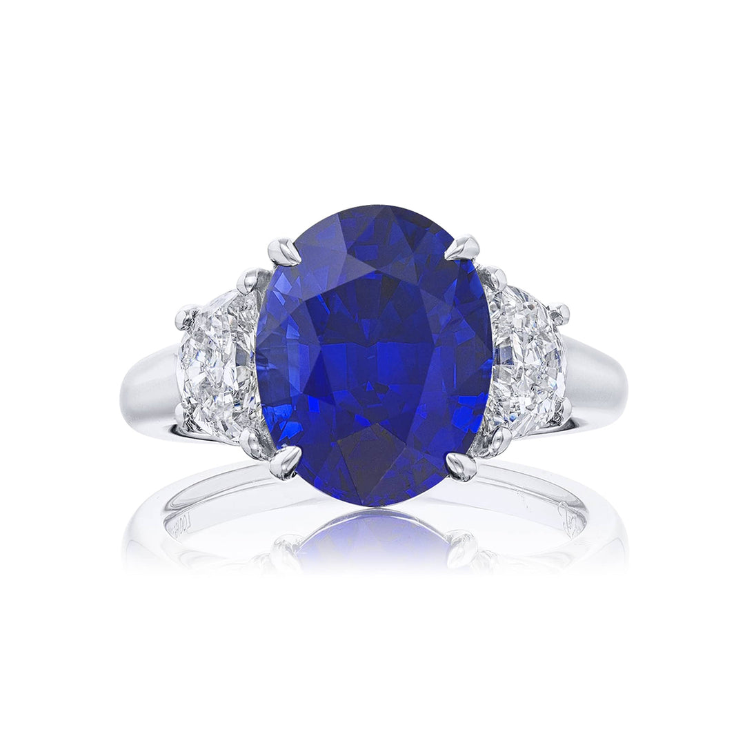 Stunning 6.73 ct. Certified Oval Sapphire & Diamond Ring in Platinum