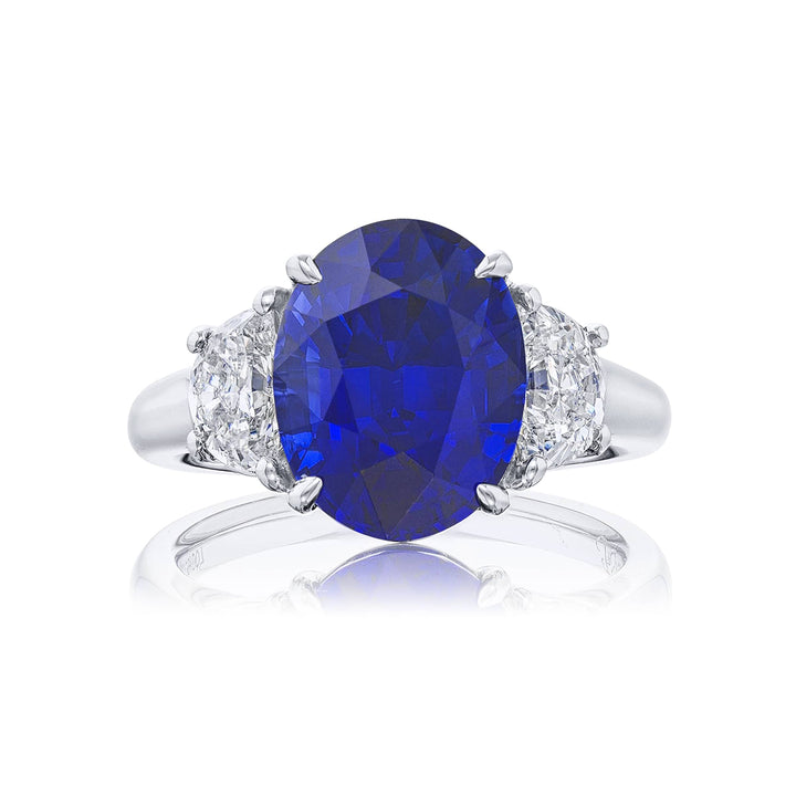 Stunning 6.73 ct. Certified Oval Sapphire & Diamond Ring in Platinum