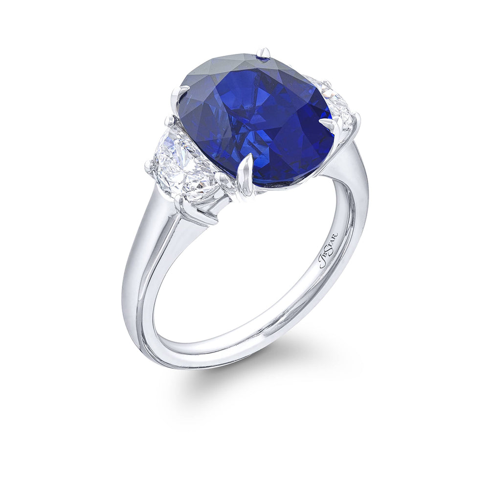 Stunning 6.73 ct. Certified Oval Sapphire & Diamond Ring in Platinum