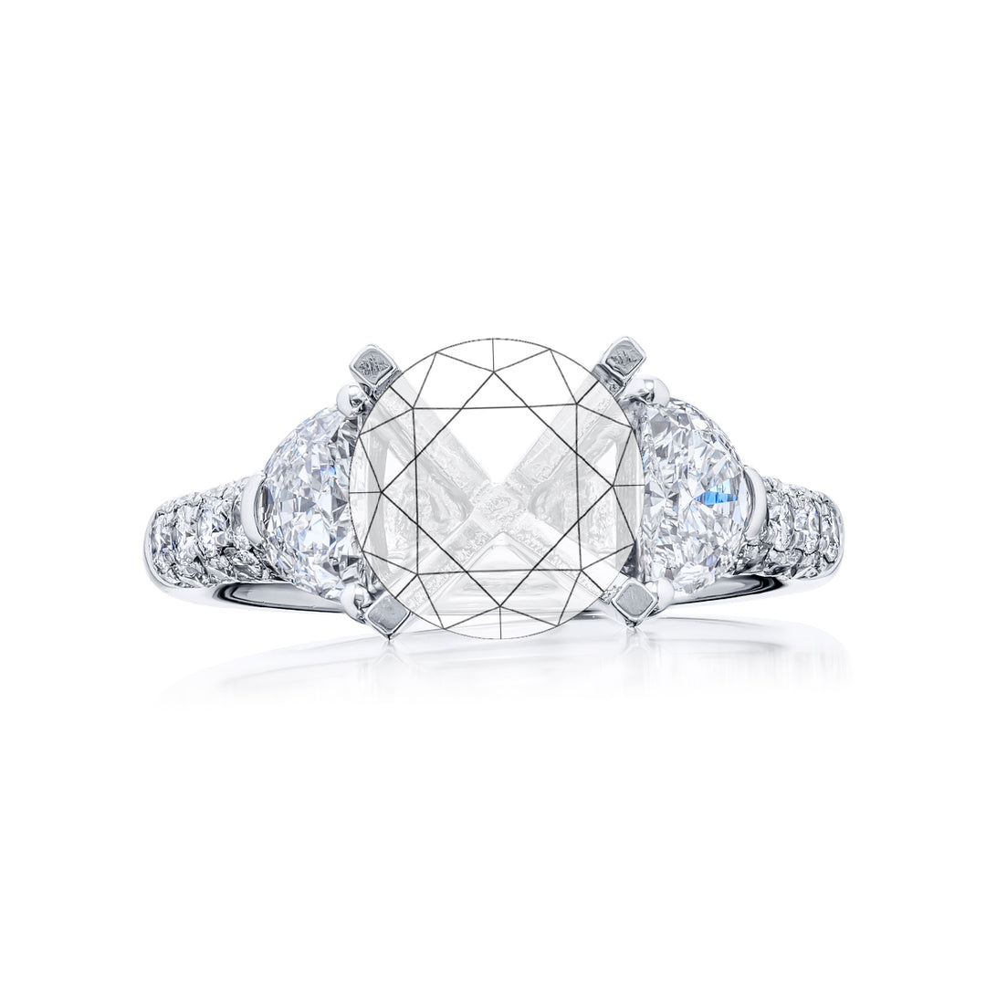 Platinum Half-Moon Diamond Micro Pave Semi Mount