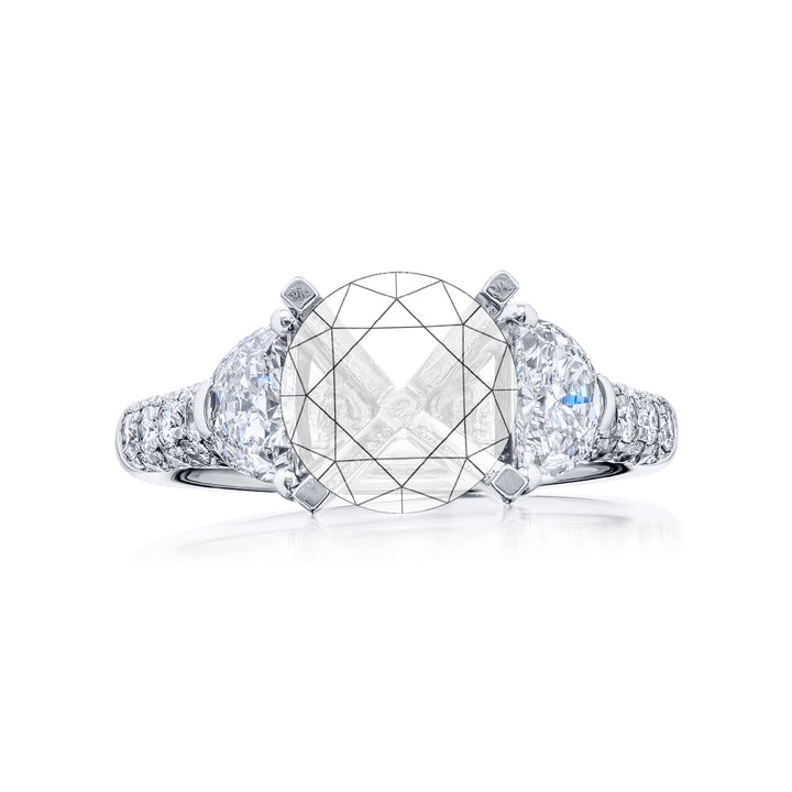Platinum Half-Moon Diamond Micro Pave Semi Mount
