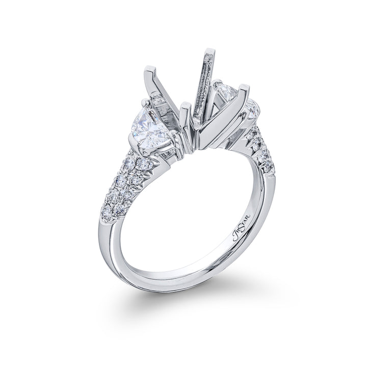 Platinum Half-Moon Diamond Micro Pave Semi Mount