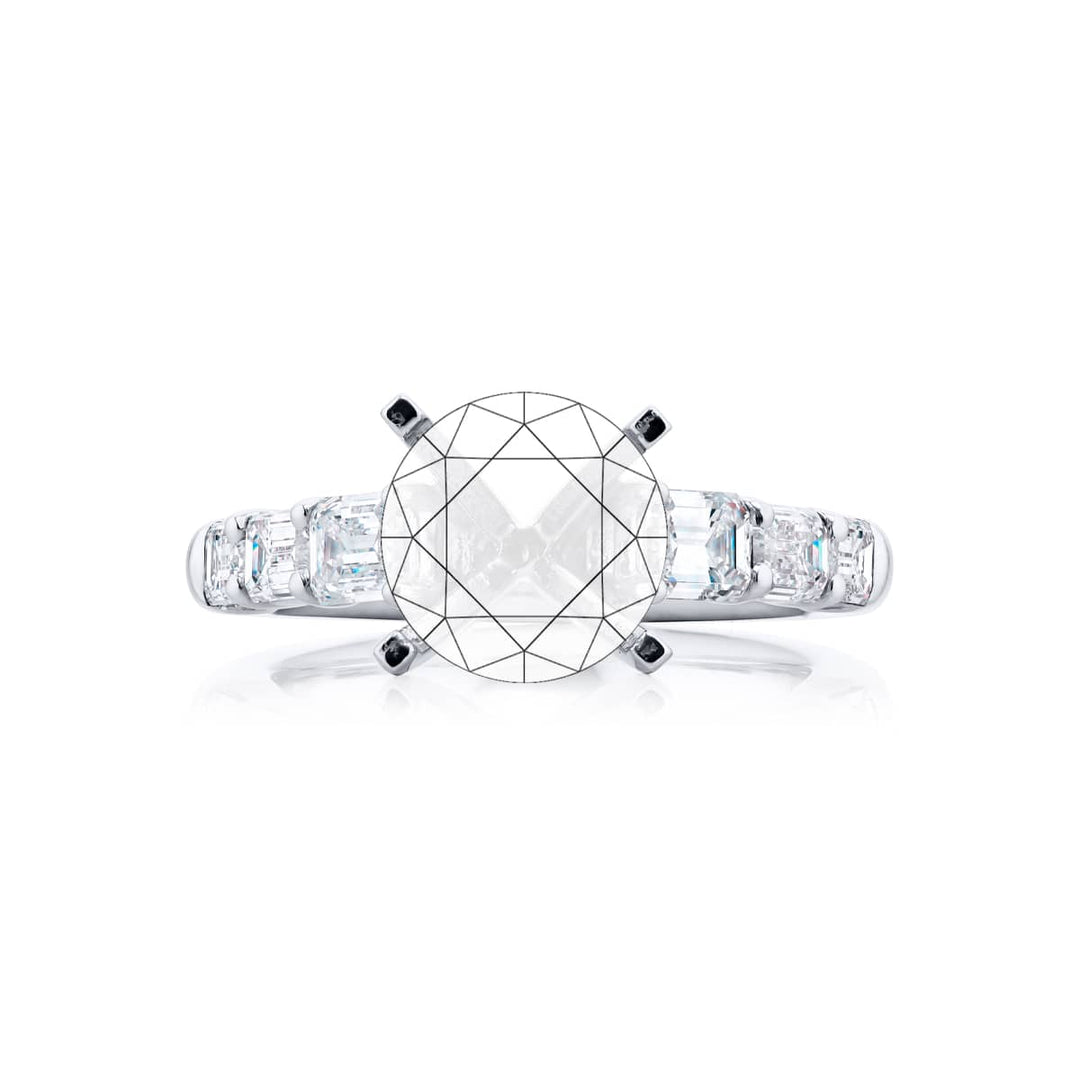 Platinum Emerald-Cut Diamond Semi-Mount