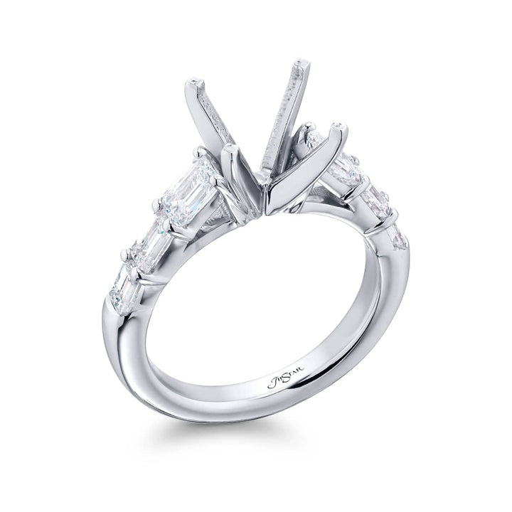 Platinum Emerald-Cut Diamond Semi-Mount