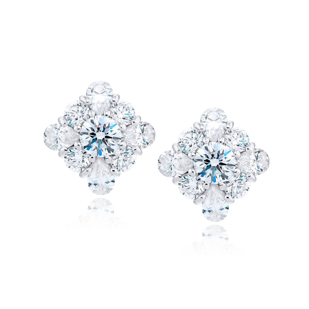 Platinum Round Diamond Encircled Stud Earrings