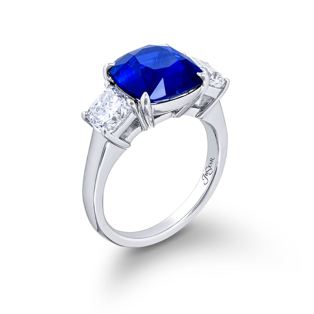 Stunning 5.22 ct. Certified Sri Lankan Cushion Sapphire & Diamond Ring in Platinum