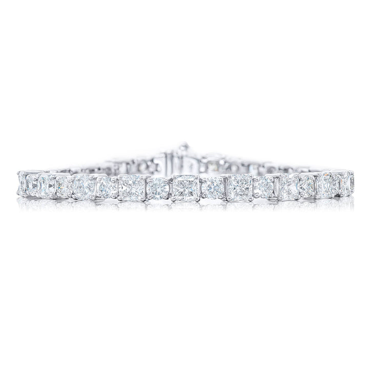 Platinum Cushion-Cut and Round Diamond Bracelet