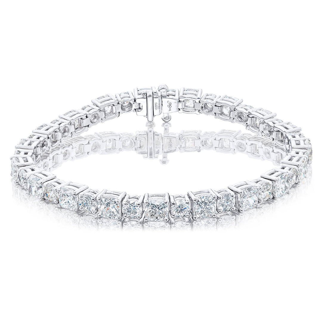 Platinum Cushion-Cut and Round Diamond Bracelet