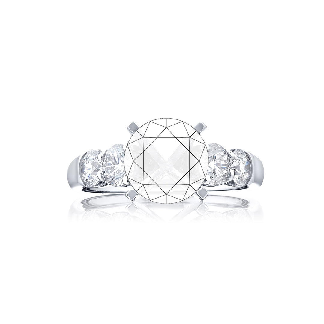 Dazzling Brilliance: Our beautiful Diamond Semi-mount. These four stunning round diamonds in a shared prong setting are handcrafted in pure platinum.
