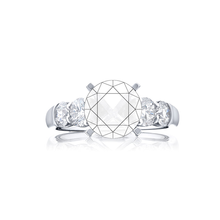 Dazzling Brilliance: Our beautiful Diamond Semi-mount. These four stunning round diamonds in a shared prong setting are handcrafted in pure platinum.
