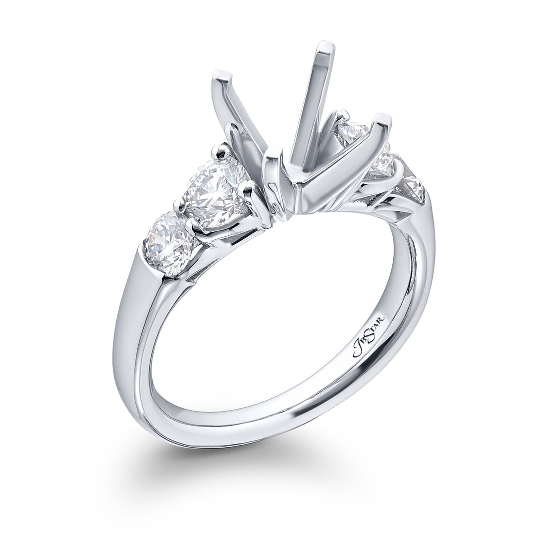 Dazzling Brilliance: Our beautiful Diamond Semi-mount. These four stunning round diamonds in a shared prong setting are handcrafted in pure platinum.