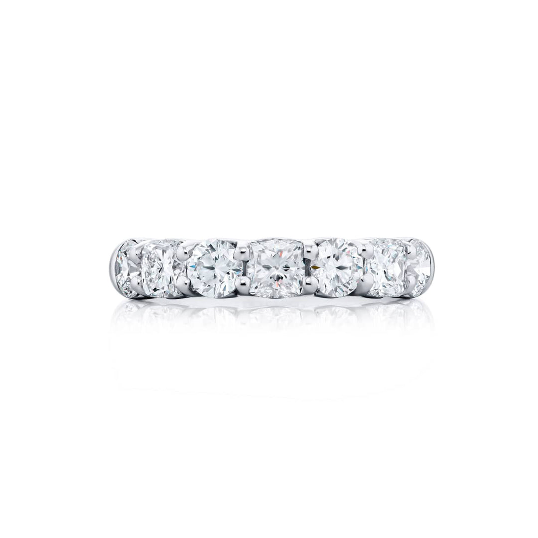 Platinum Cushion-Cut and Round Diamond Single-Row Band