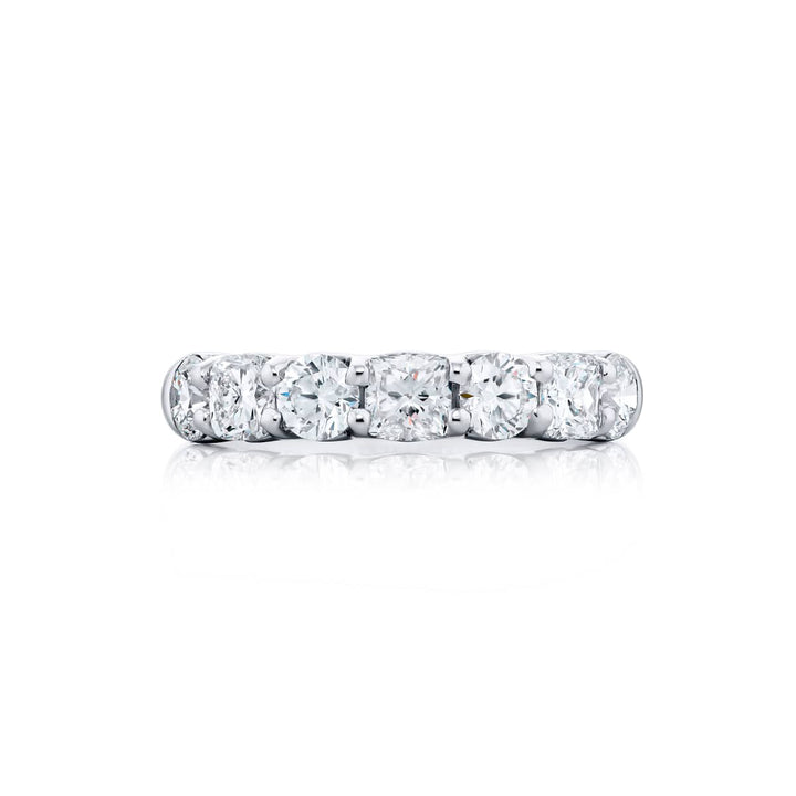 Platinum Cushion-Cut and Round Diamond Single-Row Band