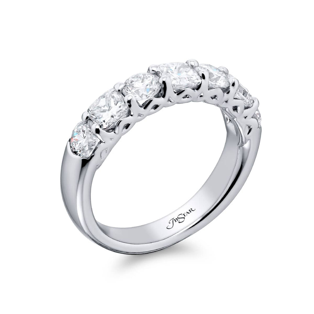 Platinum Cushion-Cut and Round Diamond Single-Row Band