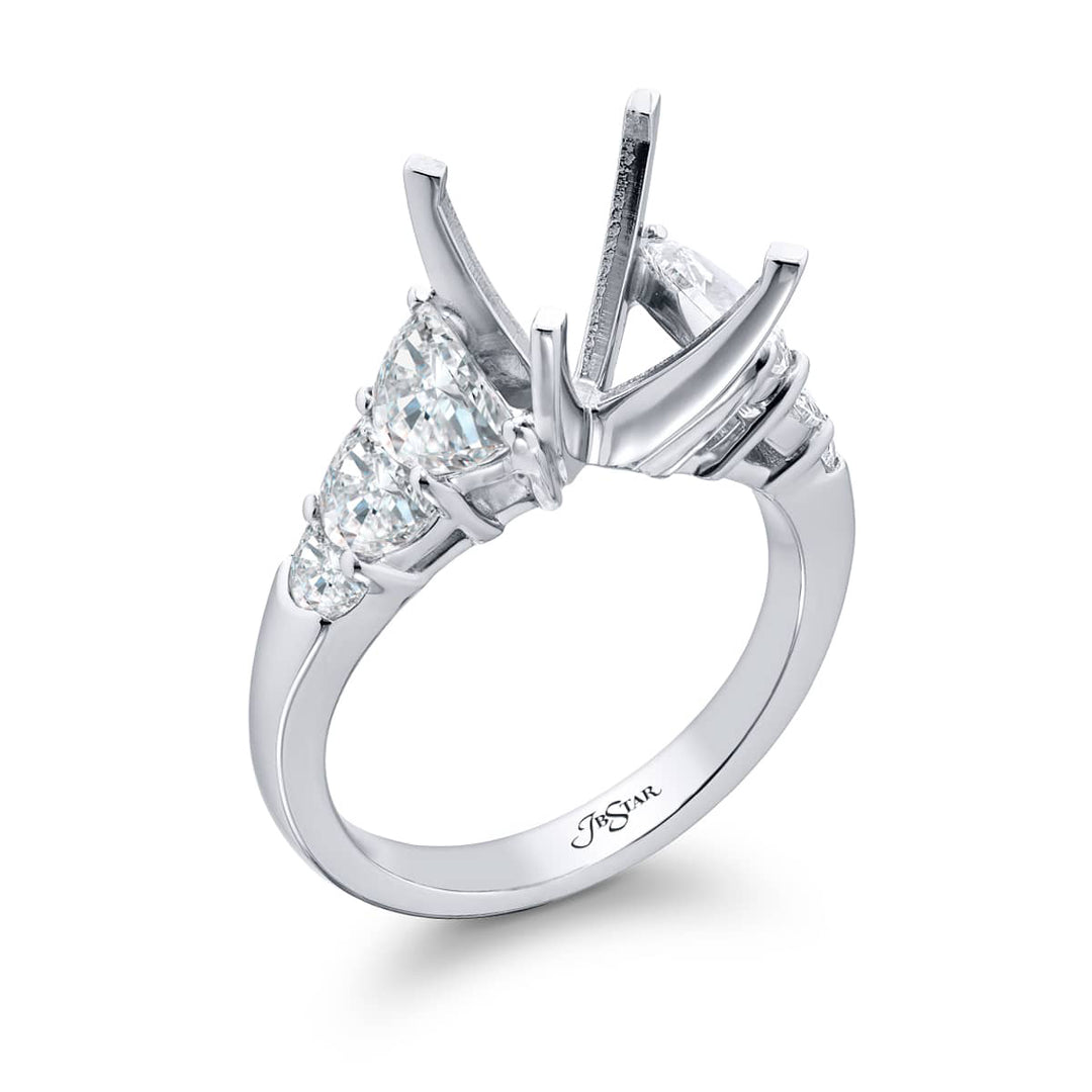 Dazzling Brilliance: Our stunning Diamond Semi-mount. These six stunning half-moon diamonds are set in a shared prong setting handcrafted in pure platinum.