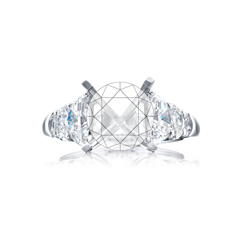 Dazzling Brilliance: Our stunning Diamond Semi-mount. These six stunning half-moon diamonds are set in a shared prong setting handcrafted in pure platinum.