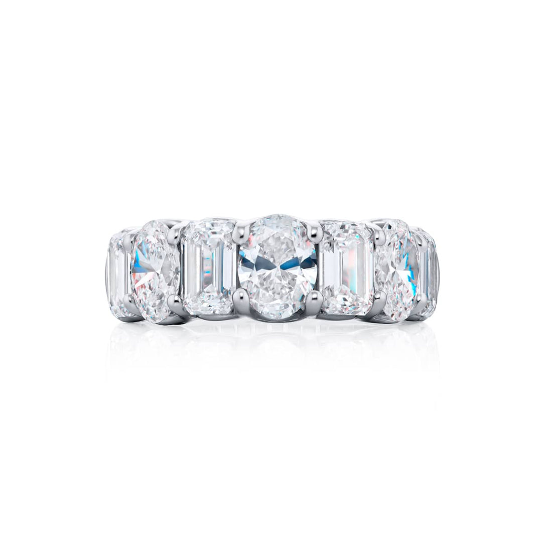 Platinum Emerald-Cut Diamond Band