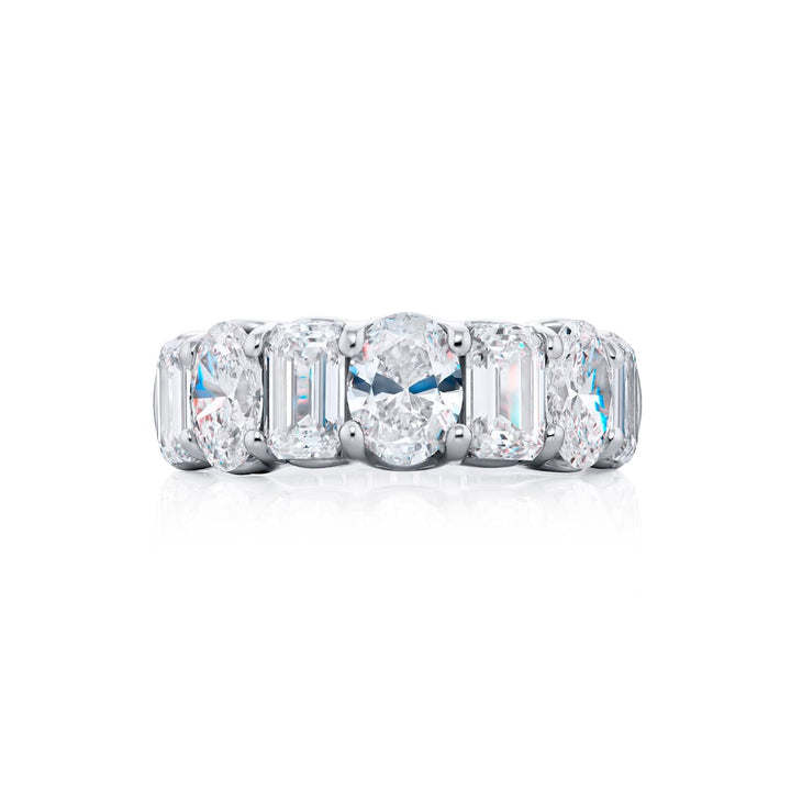 Platinum Emerald-Cut Diamond Band