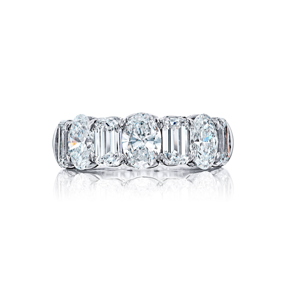 Signature GIA Certified Diamond Band | Oval & Emerald-Cut Diamonds in Pure Platinum
