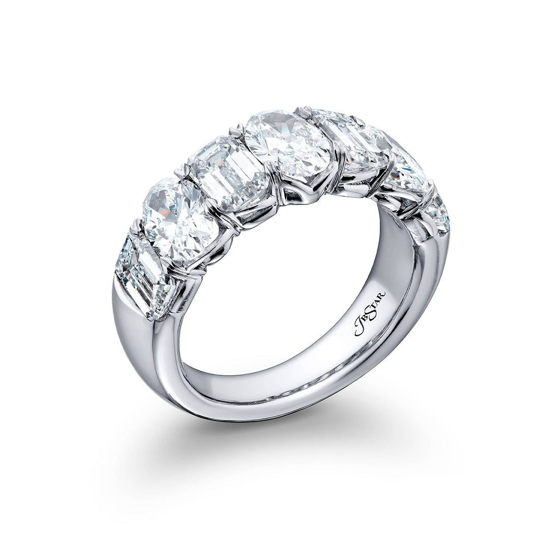 Signature GIA Certified Diamond Band | Oval & Emerald-Cut Diamonds in Pure Platinum