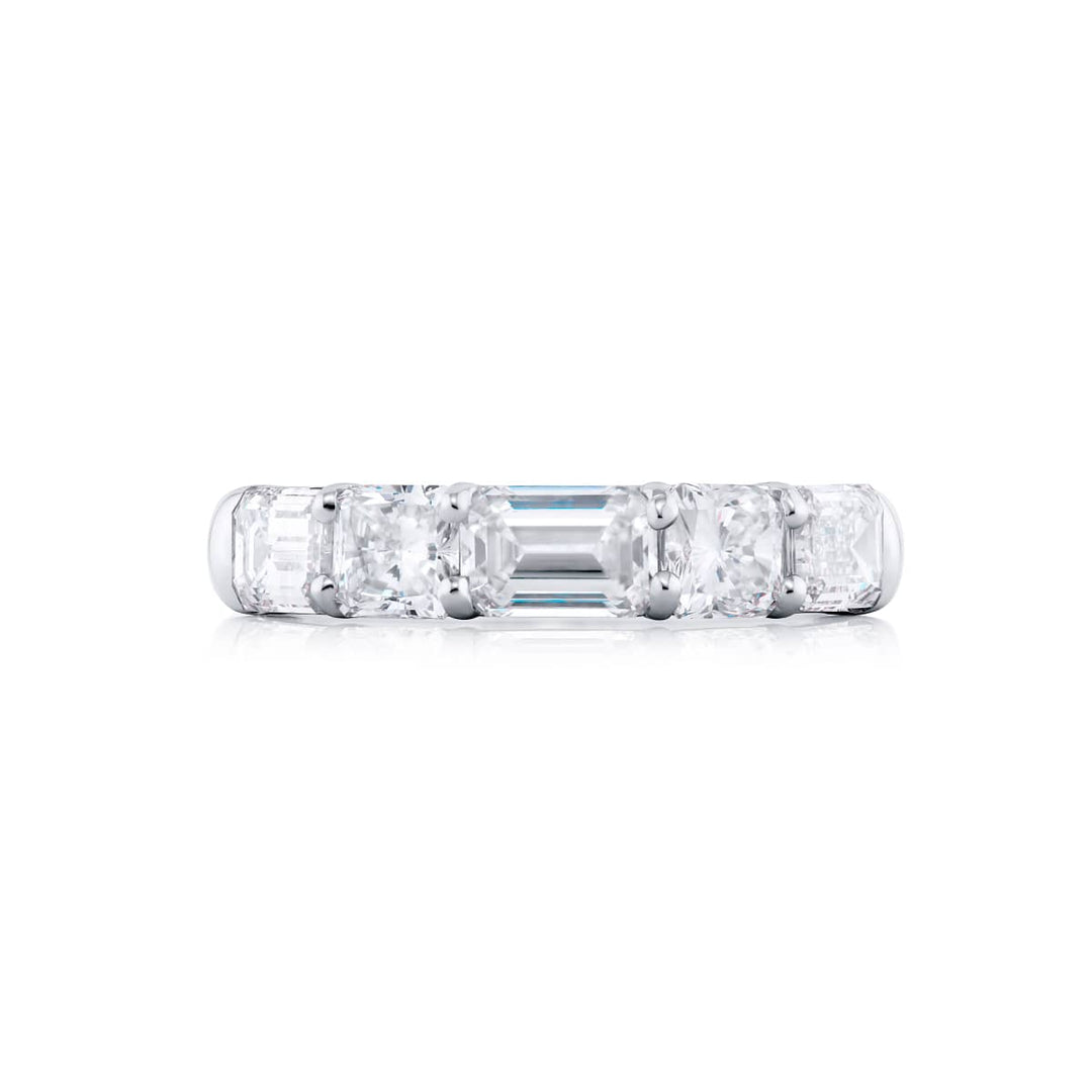Platinum Emerald-Cut and Radiant-Cut Diamond East-West Band