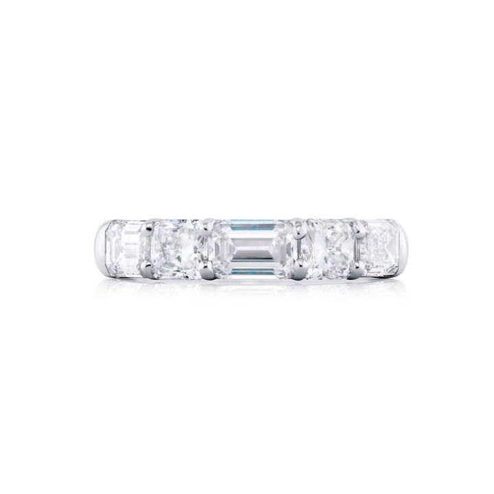 Platinum Emerald-Cut and Radiant-Cut Diamond East-West Band