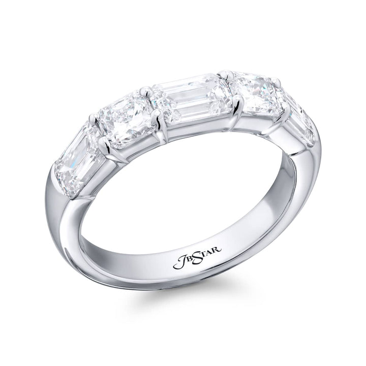 Platinum Emerald-Cut and Radiant-Cut Diamond East-West Band