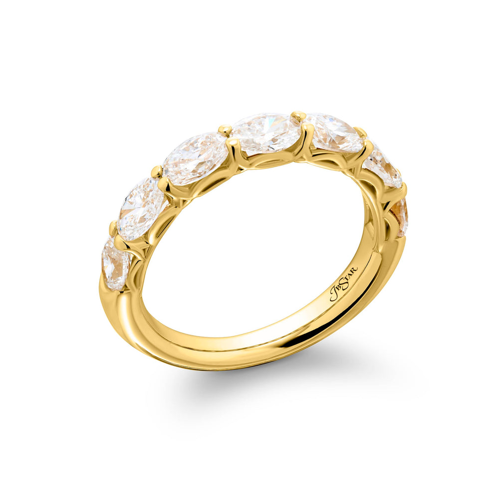 18K Yellow Gold Oval Diamond Single-Row East-West Band