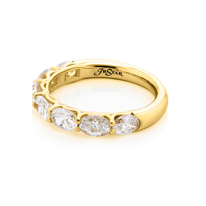 18K Yellow Gold Oval Diamond Single-Row East-West Band
