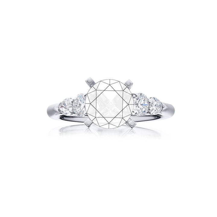 Dazzling Brilliance: Our stunning Diamond Semi-mount. These two round diamonds accompanied by two pear-shaped diamonds are handcrafted in pure platinum.