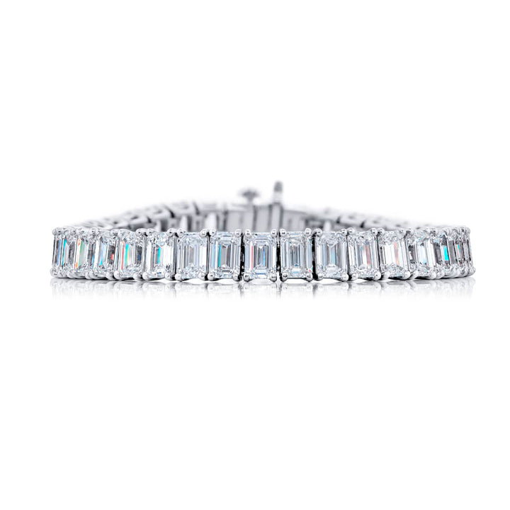 Platinum Emerald-Cut Diamond Certified Bracelet
