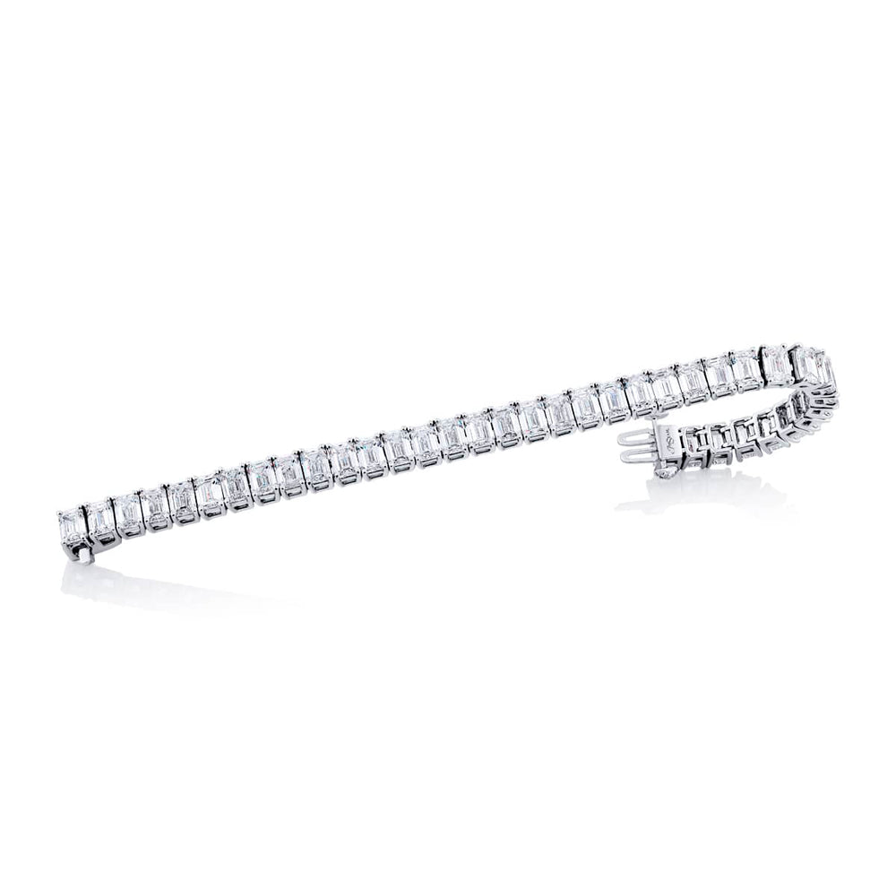 Platinum Emerald-Cut Diamond Certified Bracelet