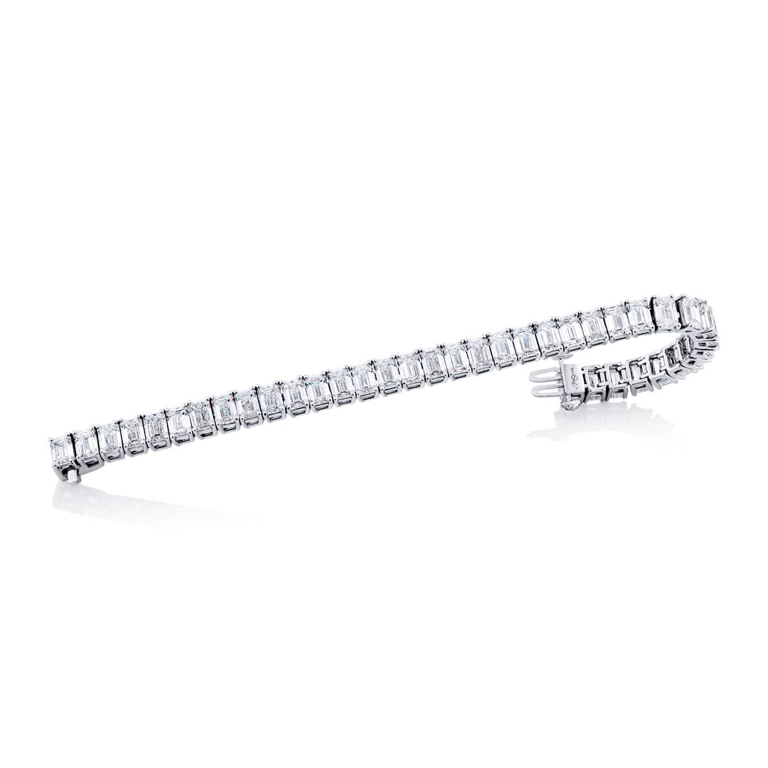 Platinum Emerald-Cut Diamond Certified Bracelet