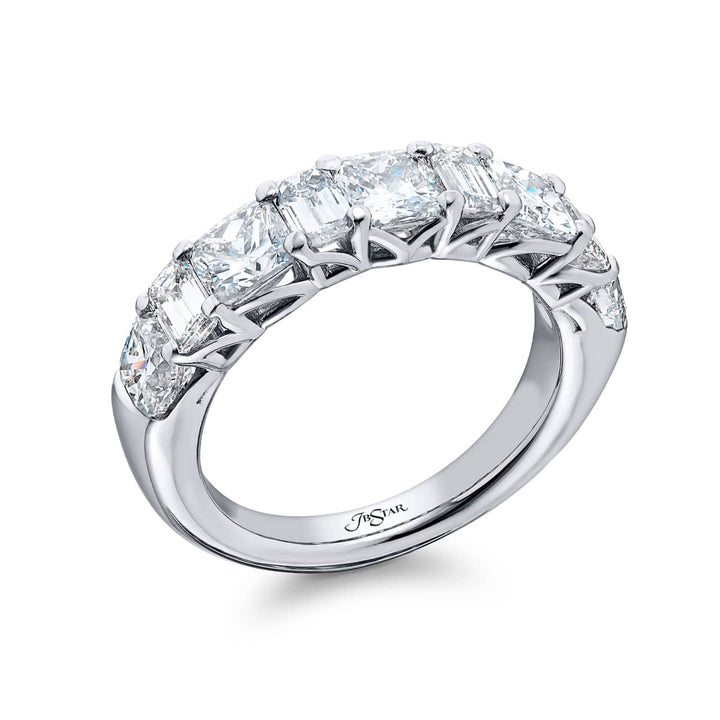 Elegance Elevated: Our stunning 3.38 ctw. Diamond Band. These stunning cushion-cut diamonds flanked by dazzling emerald-cut diamonds are handcrafted in pure platinum.