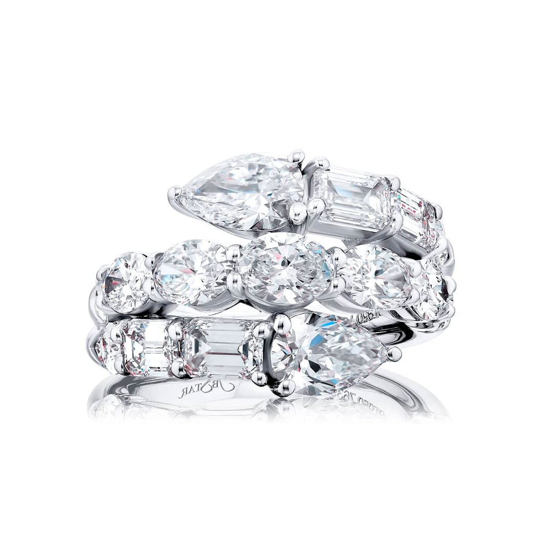 Platinum Pear-Shaped and Oval Diamond Certified Twogether Ring