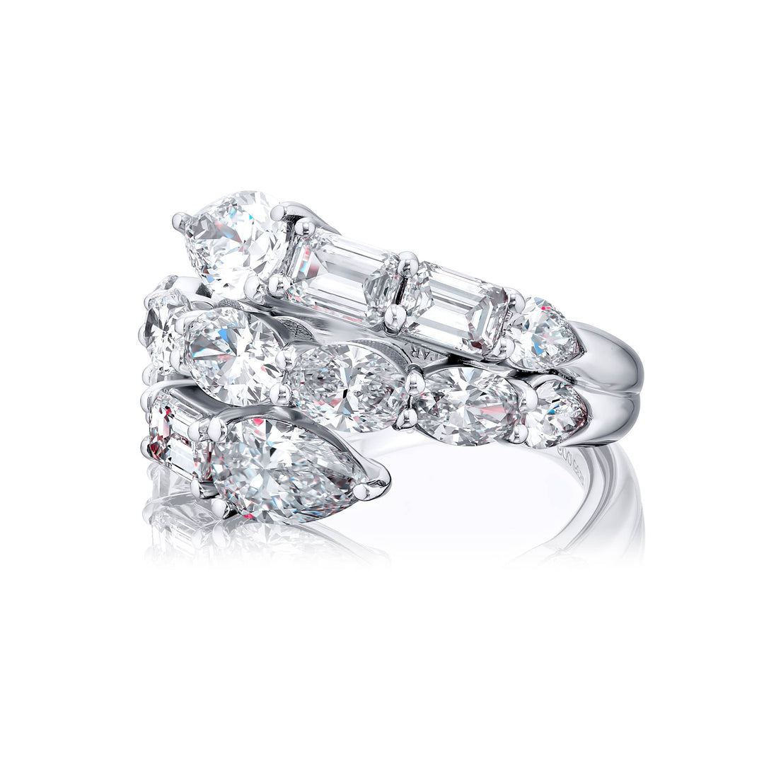 Platinum Pear-Shaped and Oval Diamond Certified Twogether Ring