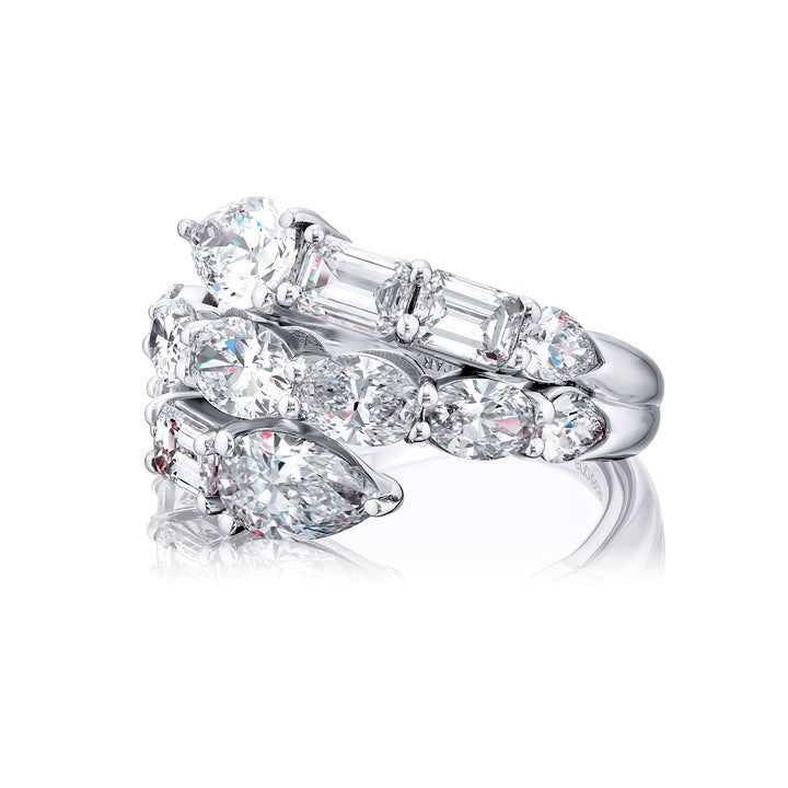 Platinum Pear-Shaped and Oval Diamond Certified Twogether Ring