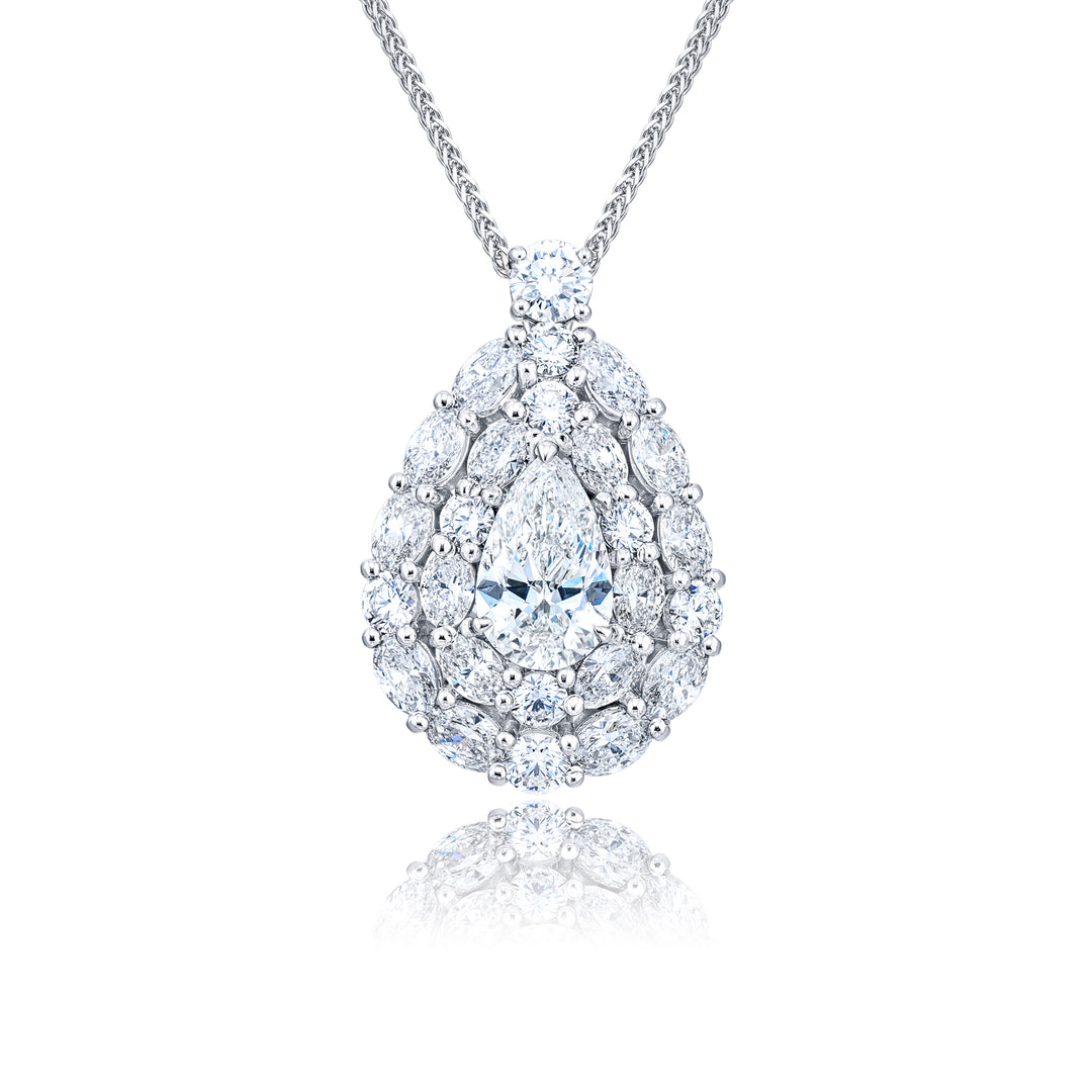 Platinum Pear-Shaped Diamond and Octagon Diamond Pendant