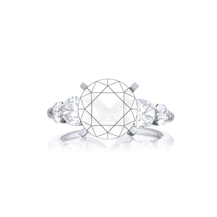 Dazzling Brilliance: Our beautiful Diamond Semi-mount. These two stunning oval diamonds accompanied by two pear-shaped diamonds handcrafted in pure platinum.