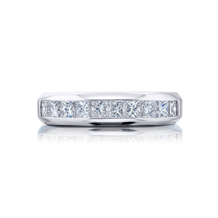 Suave Sophistication: Our dapper Chanel Set Diamond Gentleman?s Band. These ten  beautiful princess-cut diamonds are handcrafted in pure platinum.