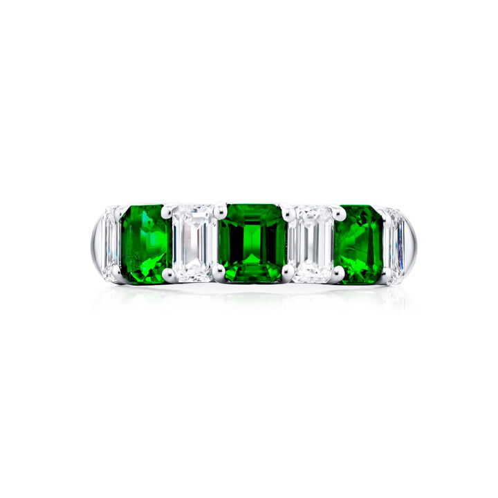 Platinum Emerald-Cut Emerald Band