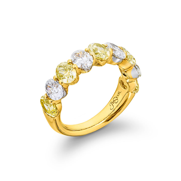 18K Yellow Gold Oval Fancy Yellow Diamond Single-Row Band