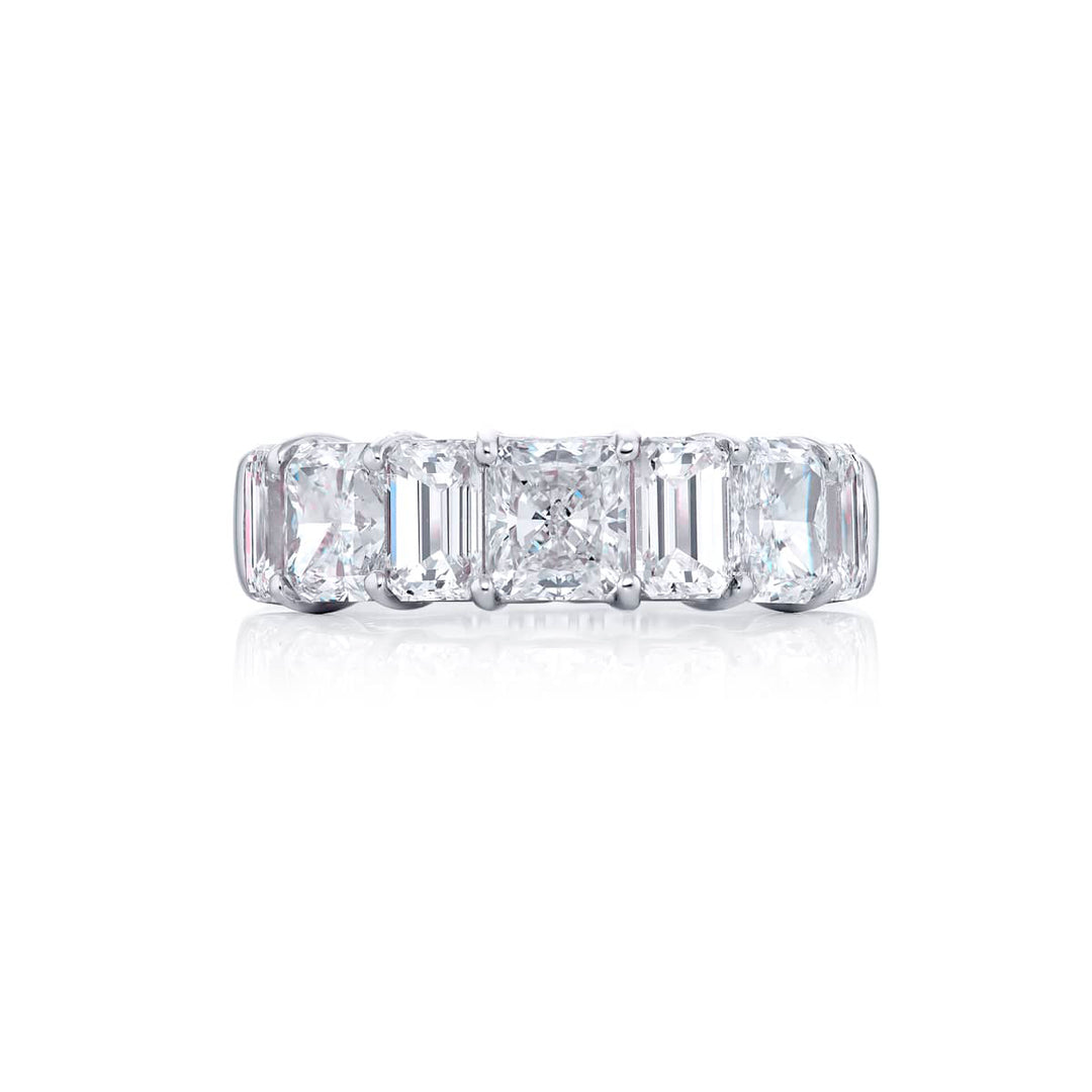 Elegance Elevated: Our signature 4.30 ctw. Diamond Band. These gorgeous radiant-cut diamonds blended with emerald-cut diamonds are handcrafted in pure platinum.