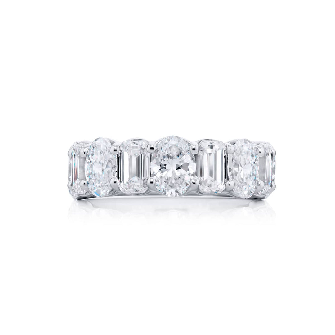 Platinum Emerald-Cut and Oval Diamond Band