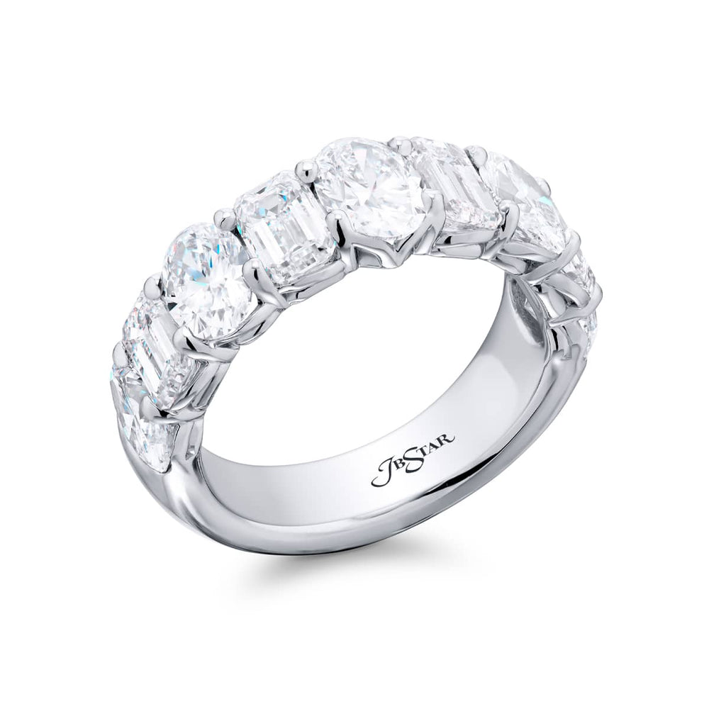 Platinum Emerald-Cut and Oval Diamond Band