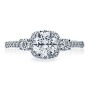 Round with Cushion Bloom 3-Stone Engagement Ring