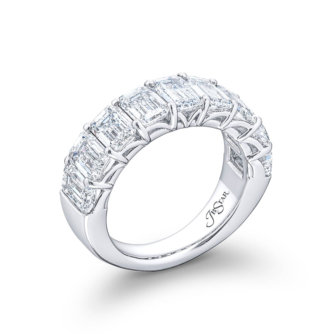 Iconic Single-Row GIA-Certified Diamond Band | 9 Emerald-Cut Diamonds in Platinum | Elegance Elevated by Jb Star