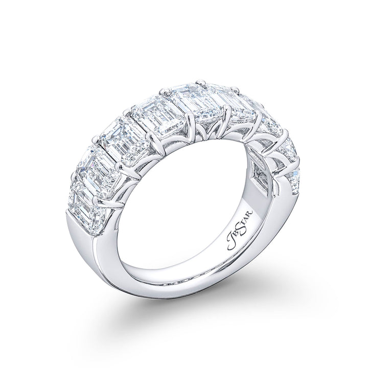 Iconic Single-Row GIA-Certified Diamond Band | 9 Emerald-Cut Diamonds in Platinum | Elegance Elevated by Jb Star