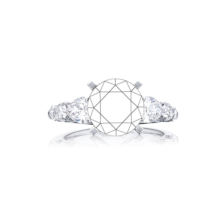 Dazzling Brilliance: Our stunning Diamond Semi-mount. These six stunning pear-shaped diamonds are set in a shared prong setting handcrafted in pure platinum.