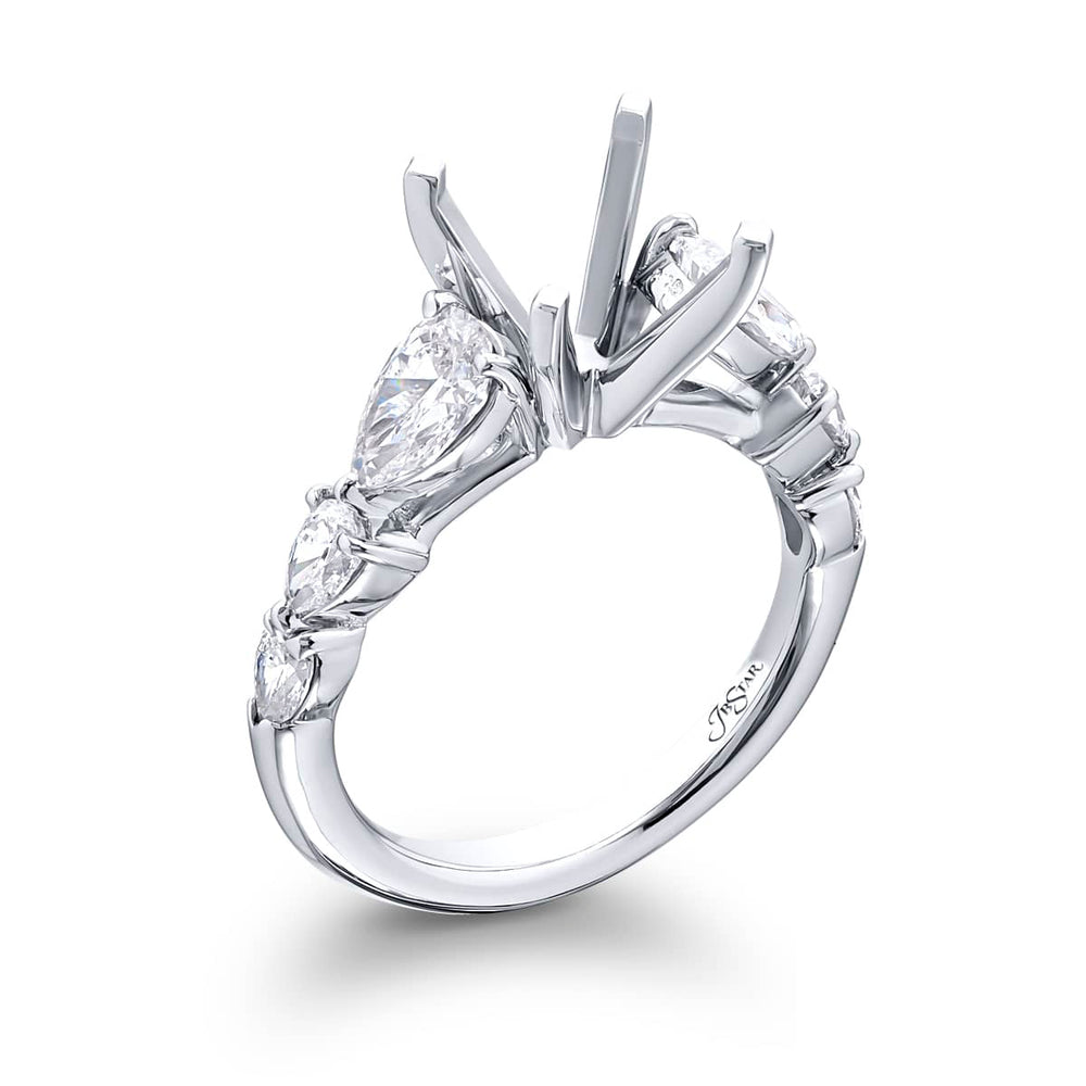 Dazzling Brilliance: Our stunning Diamond Semi-mount. These six stunning pear-shaped diamonds are set in a shared prong setting handcrafted in pure platinum.
